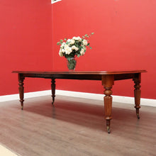 Load image into Gallery viewer, x SOLD Antique English Mahogany Dining Table, 2 Leaf Extension Kitchen Table and Winder. B9862