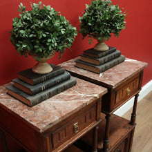 Load image into Gallery viewer, x SOLD Pair of Antique French Bedside Cabinets, Lamp Tables with Tier Storage B10573