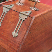 Load image into Gallery viewer, x SOLD Antique English Coal Scuttle, Walnut and Brass Lift Lid Kindling Storage Box B10967