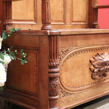 Load image into Gallery viewer, x SOLD Antique French Hall Settle with Blanket Box Seat Oak Greenman Hall Chair Bench B10661