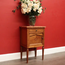Load image into Gallery viewer, x SOLD Bedside Table, Antique French Tunbridge Ware Oak and Marble Bedside Lamp Table B10468
