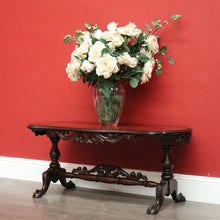 Load image into Gallery viewer, x SOLD Vintage Australian Cedar Coffee Table Scroll Work Stretcher Base, Side Table. B10434