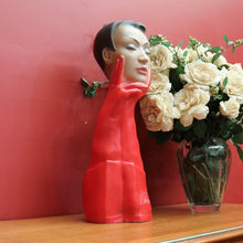 Load image into Gallery viewer, x SOLD Christian Dior Paris Glove Face Mannequin, 1930-1950 Shop Display Mannequin Red B10477
