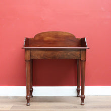 Load image into Gallery viewer, x SOLD Antique English Mahogany Shaped back Narrow Hall Wash Stand Lamp side Table or Small Desk B10716