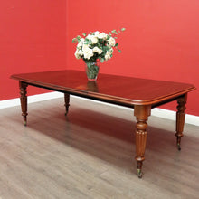 Load image into Gallery viewer, x SOLD Antique English Mahogany Dining Table, 2 Leaf Extension Kitchen Table and Winder. B9862