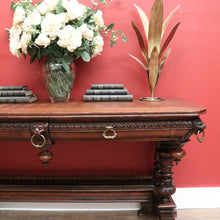 Load image into Gallery viewer, x SOLD Antique French Hall Tables, Lamp or Sofa Table, Antique Oak 2 Drawer Office Desk B10772