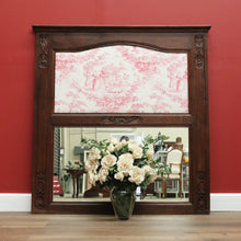 Load image into Gallery viewer, Antique French Oak Mirror, Mantle Mirror, French Trumeau Mirror, Toile Fabric B10746