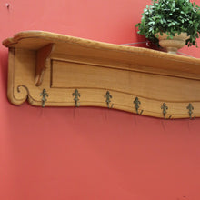 Load image into Gallery viewer, x SOLD French Oak Coat Rack Brass Fleur de Lis Hooks and Hat Display Shelf, Pot Holder B10628