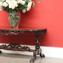Load image into Gallery viewer, x SOLD Vintage Australian Cedar Coffee Table Scroll Work Stretcher Base, Side Table. B10434