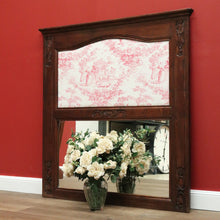 Load image into Gallery viewer, x SOLD Antique French Oak Mirror, Mantle Mirror, French Trumeau Mirror, Toile Fabric B10746