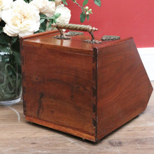 Load image into Gallery viewer, x SOLD Antique English Coal Scuttle, Walnut and Brass Lift Lid Kindling Storage Box B10967