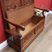 Load image into Gallery viewer, x SOLD Antique Hall Settle, Bench Set Hall Chair, French Tavern Scene Hall Seat B10858