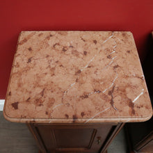 Load image into Gallery viewer, x SOLD Antique French Oak Bedside Cabinet, Lamp Cupboards, Side Tables Marble Tops. B10327