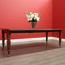 Load image into Gallery viewer, x SOLD Antique English Mahogany Dining Table, 2 Leaf Extension Kitchen Table and Winder. B9862