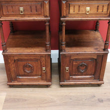 Load image into Gallery viewer, x SOLD Pair of Antique French Bedside Cabinets, Lamp Tables with Tier Storage B10573