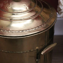 Load image into Gallery viewer, x SOLD Antique French Brass Coal Scuttle, Brass Lidded Storage Container, Dog Food Bin B10812