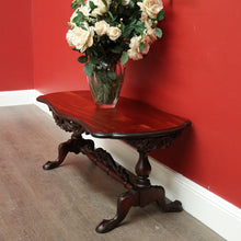 Load image into Gallery viewer, x SOLD Vintage Australian Cedar Coffee Table Scroll Work Stretcher Base, Side Table. B10434
