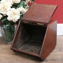 Load image into Gallery viewer, x SOLD Antique English Coal Scuttle, Walnut and Brass Lift Lid Kindling Storage Box B10967