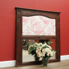Load image into Gallery viewer, x SOLD Antique French Oak Mirror, Mantle Mirror, French Trumeau Mirror, Toile Fabric B10746