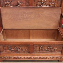 Load image into Gallery viewer, x SOLD Antique Hall Settle, Bench Set Hall Chair, French Tavern Scene Hall Seat B10858