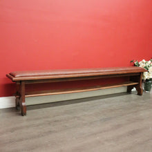 Load image into Gallery viewer, x SOLD Antique French Oak and Leather Bench Seat Hall Chair Verandah Bench Seat Chair. B10251