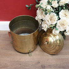 Load image into Gallery viewer, x SOLD Antique French Brass Coal Scuttle, Brass Lidded Storage Container, Dog Food Bin B10812