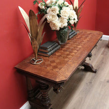 Load image into Gallery viewer, x SOLD Antique French Hall Tables, Lamp or Sofa Table, Antique Oak 2 Drawer Office Desk B10772