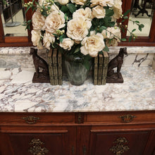 Load image into Gallery viewer, x SOLD Antique French Oak Dressing Table, Mirror Back Hall Cabinet Cupboard, Marble Top. B10522