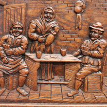 Load image into Gallery viewer, x SOLD Antique Hall Settle, Bench Set Hall Chair, French Tavern Scene Hall Seat B10858