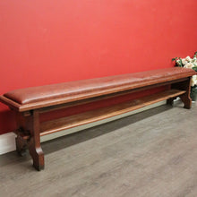 Load image into Gallery viewer, x SOLD Antique French Oak and Leather Bench Seat Hall Chair Verandah Bench Seat Chair. B10251