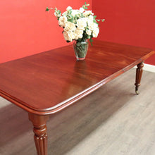Load image into Gallery viewer, x SOLD Antique English Mahogany Dining Table, 2 Leaf Extension Kitchen Table and Winder. B9862