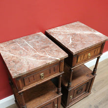 Load image into Gallery viewer, x SOLD Pair of Antique French Bedside Cabinets, Lamp Tables with Tier Storage B10573