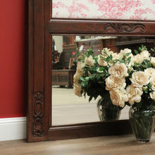 Load image into Gallery viewer, x SOLD Antique French Oak Mirror, Mantle Mirror, French Trumeau Mirror, Toile Fabric B10746