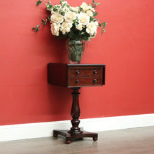 Load image into Gallery viewer, x SOLD Antique English Mahogany Works Table, Sewing Table, Drop Sides Wine Lamp Table. B10433