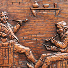 Load image into Gallery viewer, x SOLD Antique Hall Settle, Bench Set Hall Chair, French Tavern Scene Hall Seat B10858