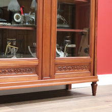Load image into Gallery viewer, x SOLD Antique French Mahogany 2 Door Bookcase China Cabinet with Carved detail to top B10727