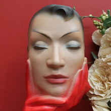 Load image into Gallery viewer, x SOLD Christian Dior Paris Glove Face Mannequin, 1930-1950 Shop Display Mannequin Red B10477