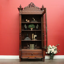 Load image into Gallery viewer, x SOLD Antique French Bookcase China Cabinet, Antique Walnut Glass Door Hall Cupboard. B10250