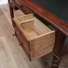 Load image into Gallery viewer, x SOLD Antique French Oak and Leather Office Desk, 4 Drawer Office Desk with Turned Leg B10722