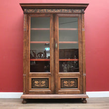 Load image into Gallery viewer, x SOLD Antique Italian Bookcase, Two Door Glass and Rosewood China Cabinet Display Case. B11280