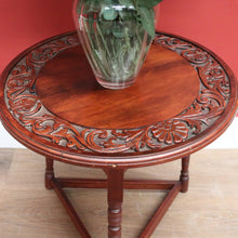 Load image into Gallery viewer, x SOLD Antique English Walnut Lamp Table, Side, Wine Table or Bedside Table Carved Top B11106