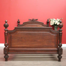 Load image into Gallery viewer, Antique French Bed, French Oak Double Bed with Headboard, Foot Side Rails Slats B10455