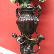 Load image into Gallery viewer, x SOLD Antique Bronze Jardinière, Heavy Double-handled Urn. Maiden Vase, Planter Stand. B11285