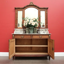 Load image into Gallery viewer, x SOLD Antique French Oak Dressing Table, Mirror Back Hall Cabinet Cupboard, Marble Top. B10522