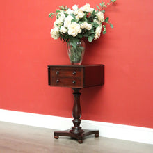 Load image into Gallery viewer, x SOLD Antique English Mahogany Works Table, Sewing Table, Drop Sides Wine Lamp Table. B10433