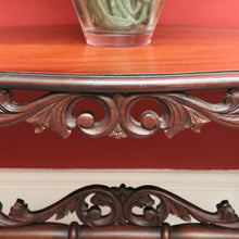 Load image into Gallery viewer, x SOLD Vintage Australian Cedar Coffee Table Scroll Work Stretcher Base, Side Table. B10434