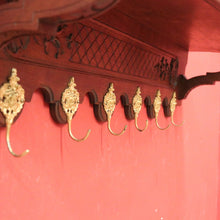 Load image into Gallery viewer, x SOLD Vintage French Coat Rack, 6 Brass Hook Umbrella, Coat, Scarf and Hat Wall Rack B11197