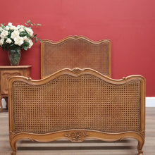 Load image into Gallery viewer, x SOLD Antique French Single Bed, Oak and Cane Bed. Bedhead, Foot, Side Rails Slats 2/3. B11265