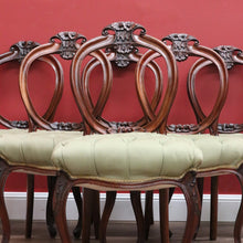 Load image into Gallery viewer, x SOLD Set of 6 Antique English Dining Chairs, Mahogany Balloon Back Kitchen Chairs B10796