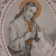 Load image into Gallery viewer, x SOLD Antique French Oak Frame with Certificate of Communion. Tapestry or Mirror Frame. B11258